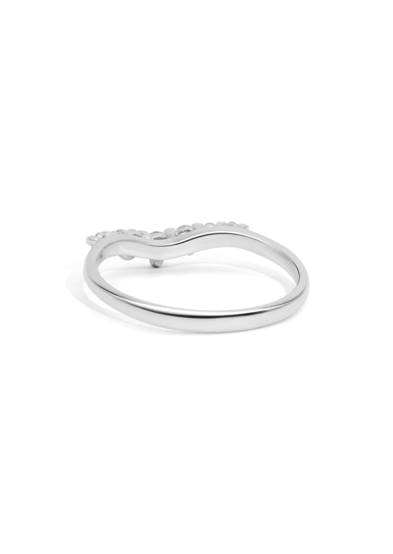 The Petal Diamond Curved White Gold Band - Molten Store