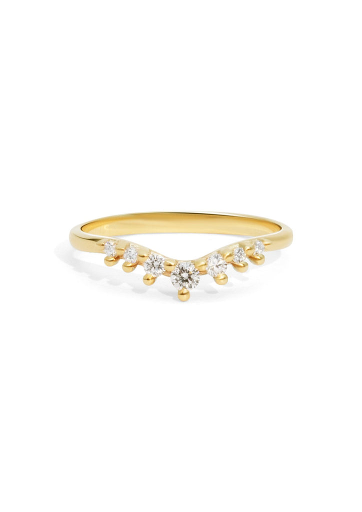 The Petal Diamond Curved Yellow Gold Band - Molten Store