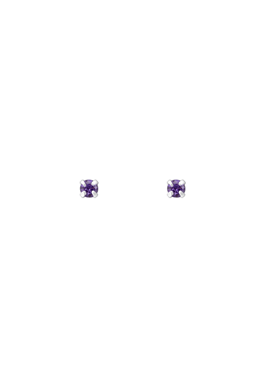 The Petite Fête Amethyst Silver Stud Earrings - Molten Store