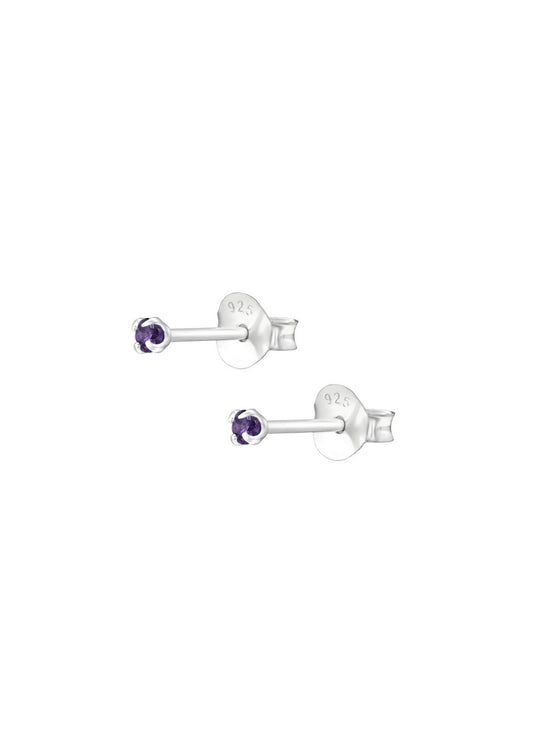 The Petite Fête Amethyst Silver Stud Earrings - Molten Store