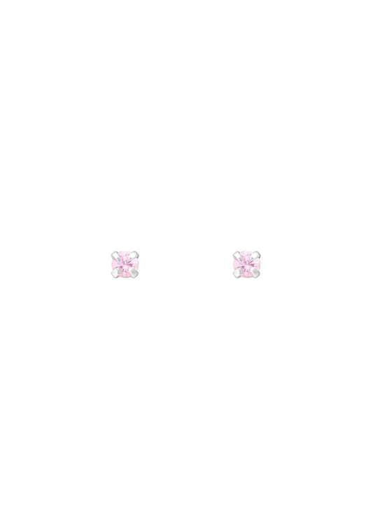 The Petite Fête Pink Tourmaline Silver Stud Earrings - Molten Store