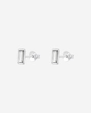 The Piazza Sterling Silver Baguette Stud Earrings - Molten Store