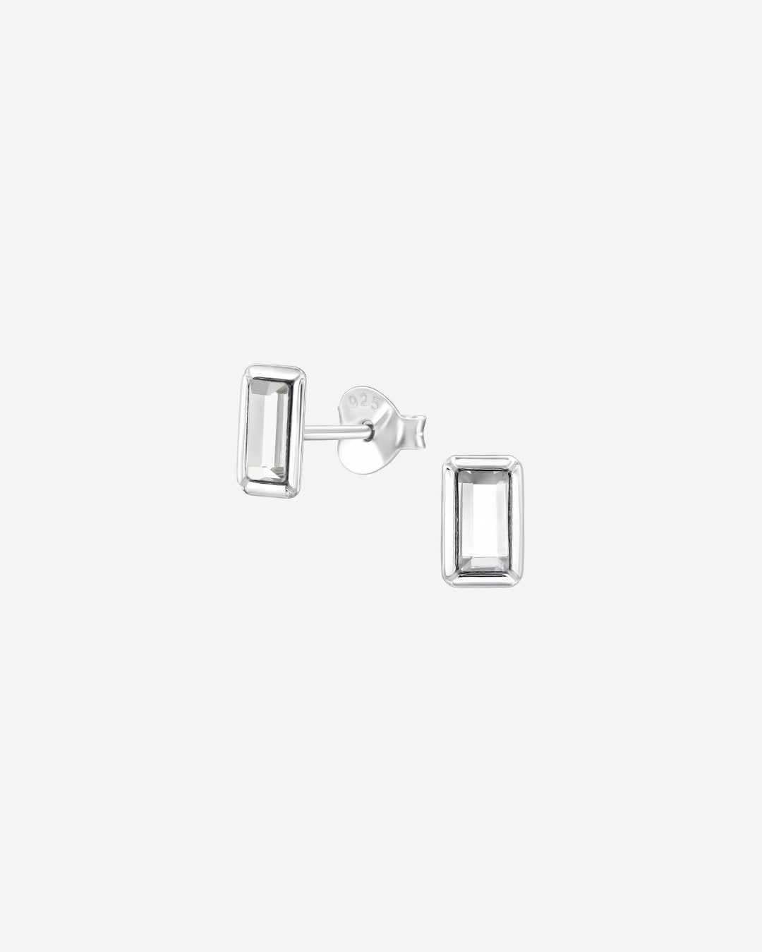 The Piazza Sterling Silver Baguette Stud Earrings - Molten Store