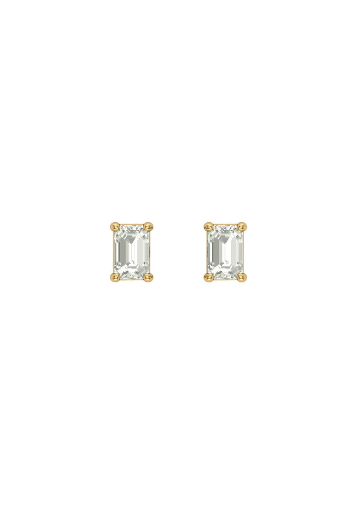 The Poe 0.6ct Emerald Cultured Diamond 10ct Solid Gold Earrings - Molten Store