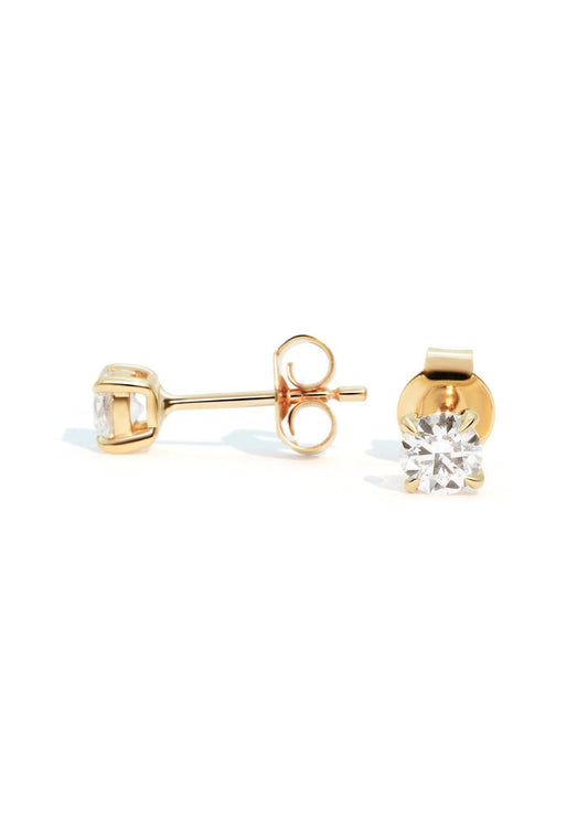 The Poe 0.6ct Round Cultured Diamond 10ct Solid Gold Earrings - Molten Store