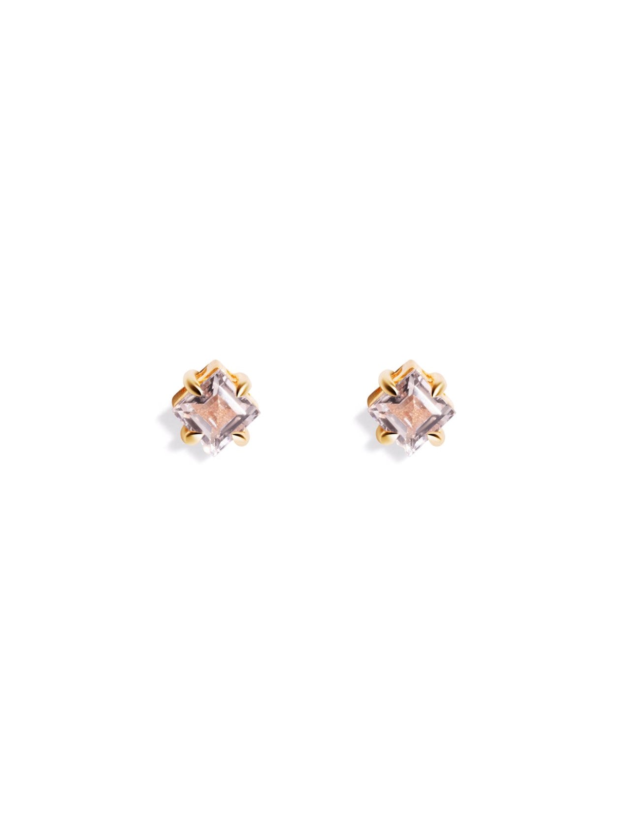 The Poppy Pink Morganite 9ct Solid Gold Stud Earrings - Molten Store