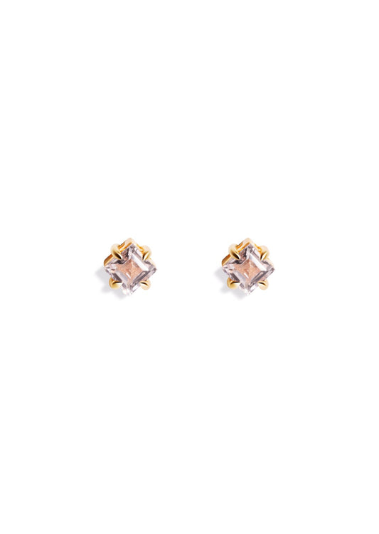 The Poppy Pink Morganite 9ct Solid Gold Stud Earrings - Molten Store