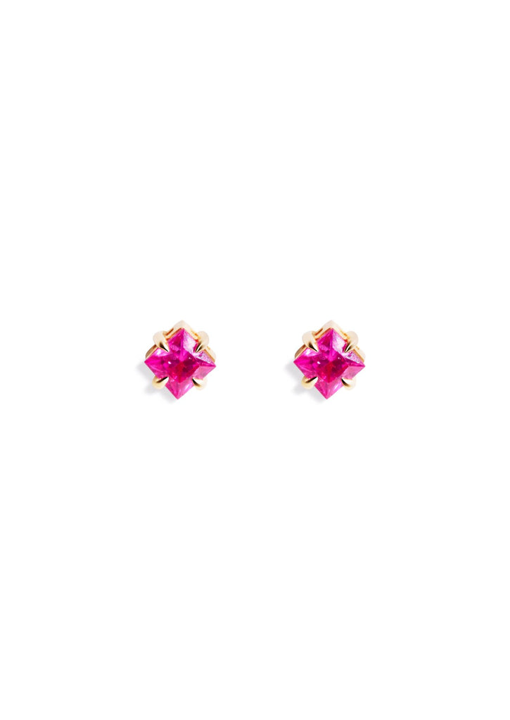 The Poppy Pink Sapphire 9ct Solid Gold Stud Earrings - Molten Store