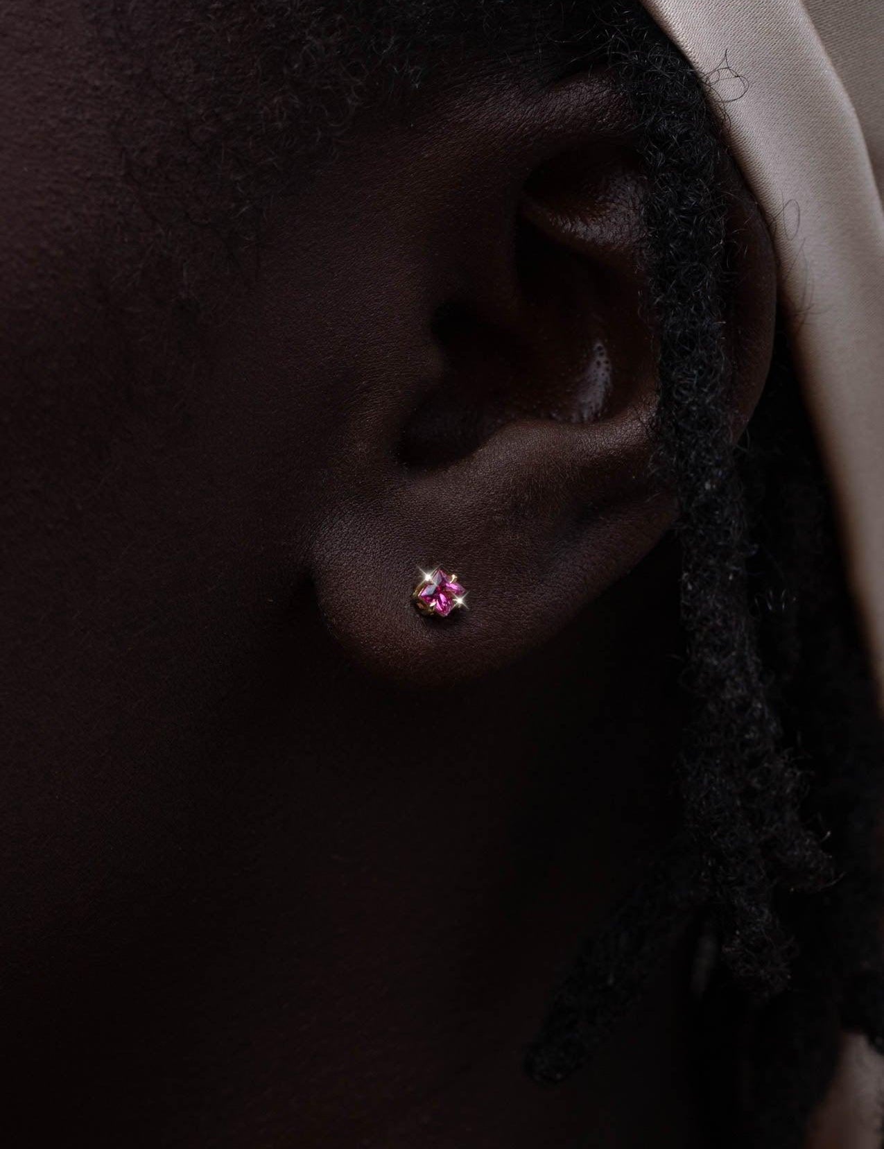 The Poppy Pink Sapphire 9ct Solid Gold Stud Earrings - Molten Store