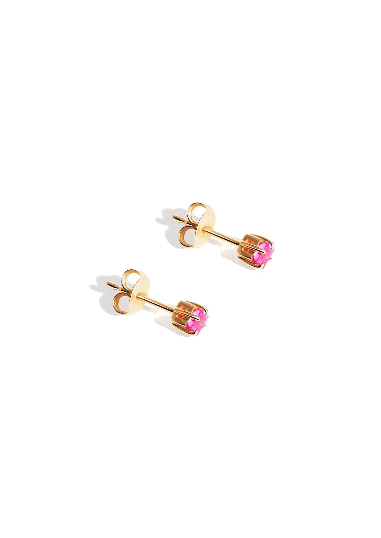 The Poppy Pink Sapphire 9ct Solid Gold Stud Earrings - Molten Store