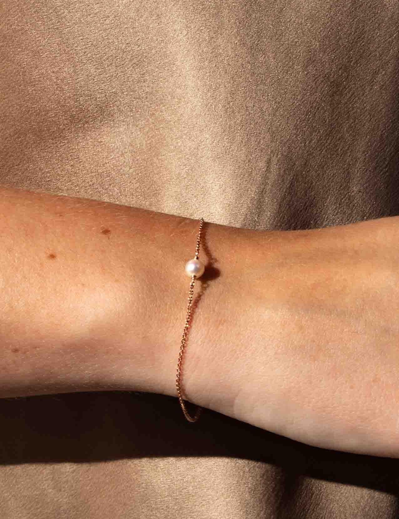 The Raindrop Pearl 14ct Rose Gold Filled Bracelet - Molten Store