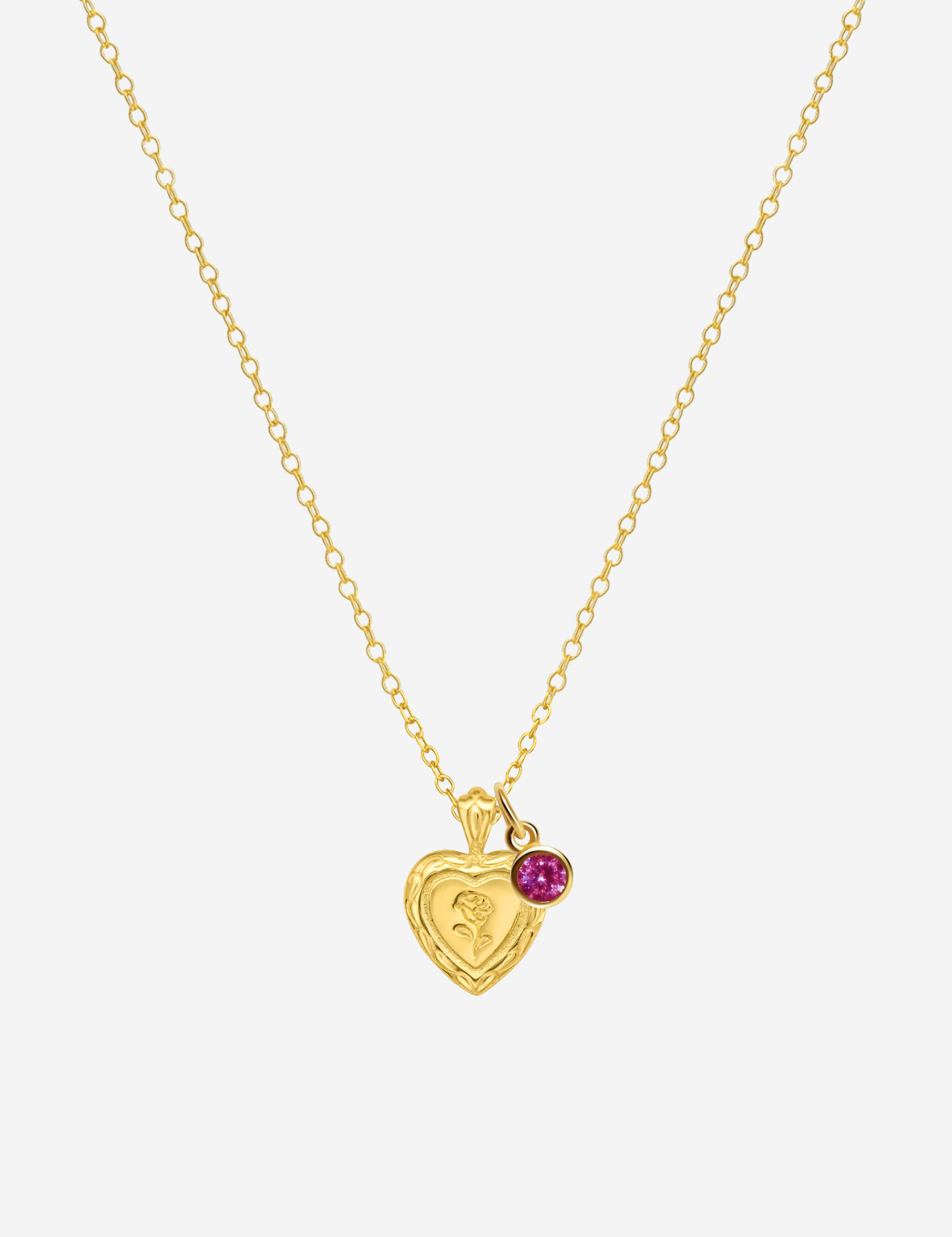 The Secret Heart 14ct Gold Vermeil Pendant Necklace with Birthstone Charm - Molten Store