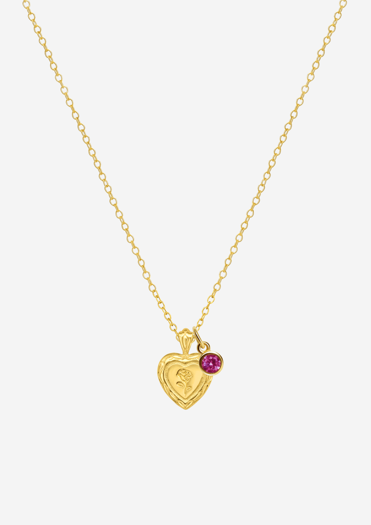 The Secret Heart 14ct Gold Vermeil Pendant Necklace with Birthstone Charm - Molten Store