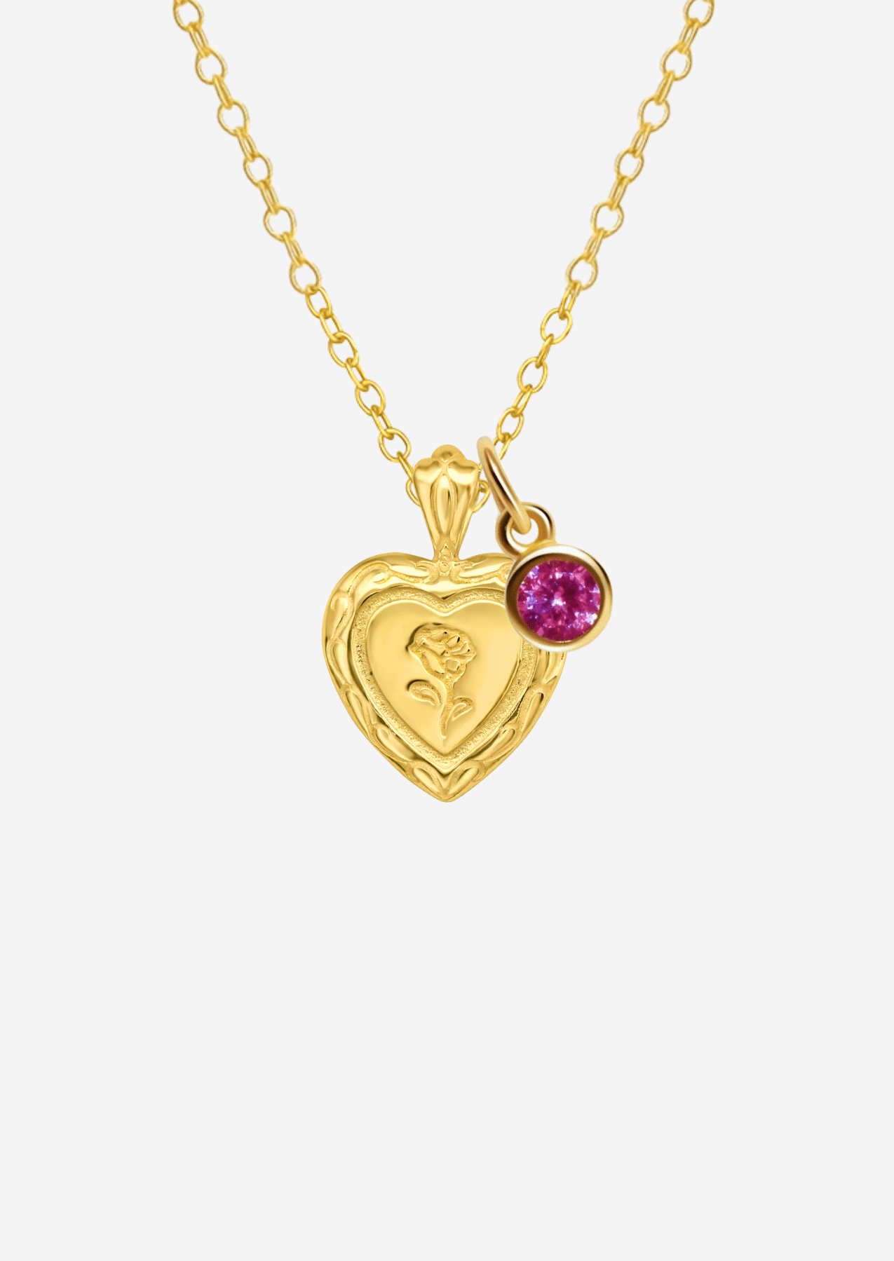 The Secret Heart 14ct Gold Vermeil Pendant Necklace with Birthstone Charm - Molten Store