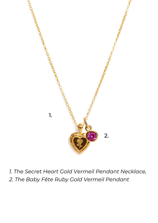 The Secret Heart Gold Vermeil Pendant Necklace with Birthstone Charm - Molten Store