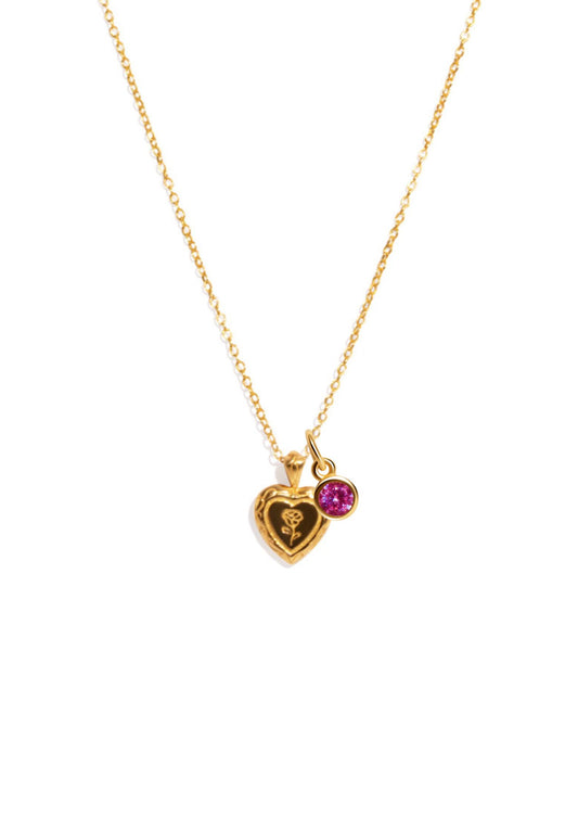 The Secret Heart Gold Vermeil Pendant Necklace with Birthstone Charm - Molten Store