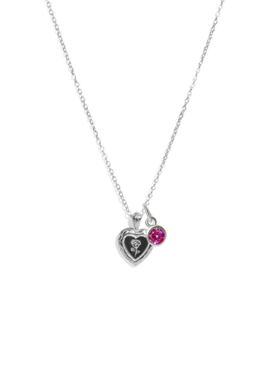 The Secret Heart Silver Pendant Necklace with Birthstone Charm - Molten Store