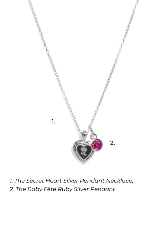 The Secret Heart Sterling Silver Pendant Necklace with Birthstone Charm