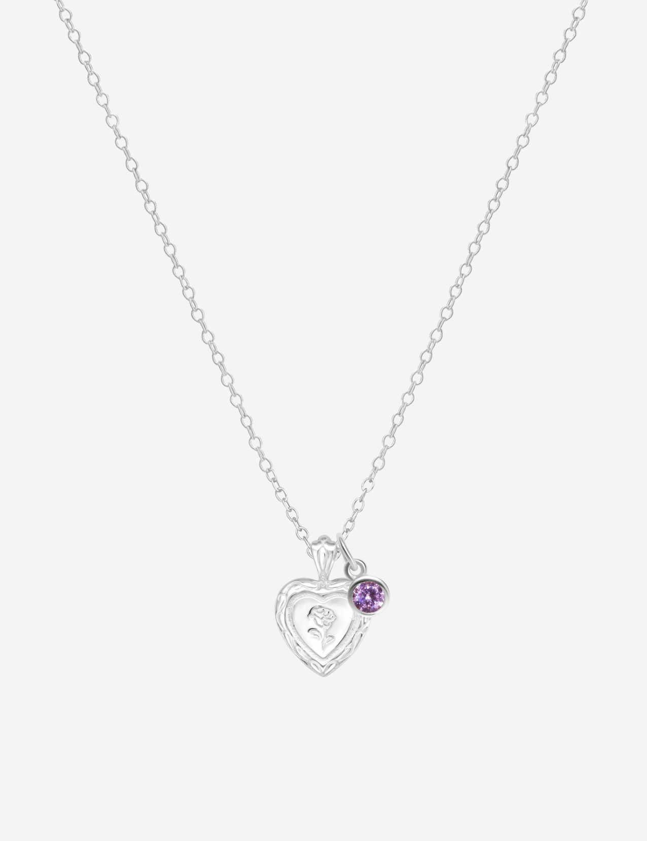 The Secret Heart Sterling Silver Pendant Necklace with Birthstone Charm - Molten Store