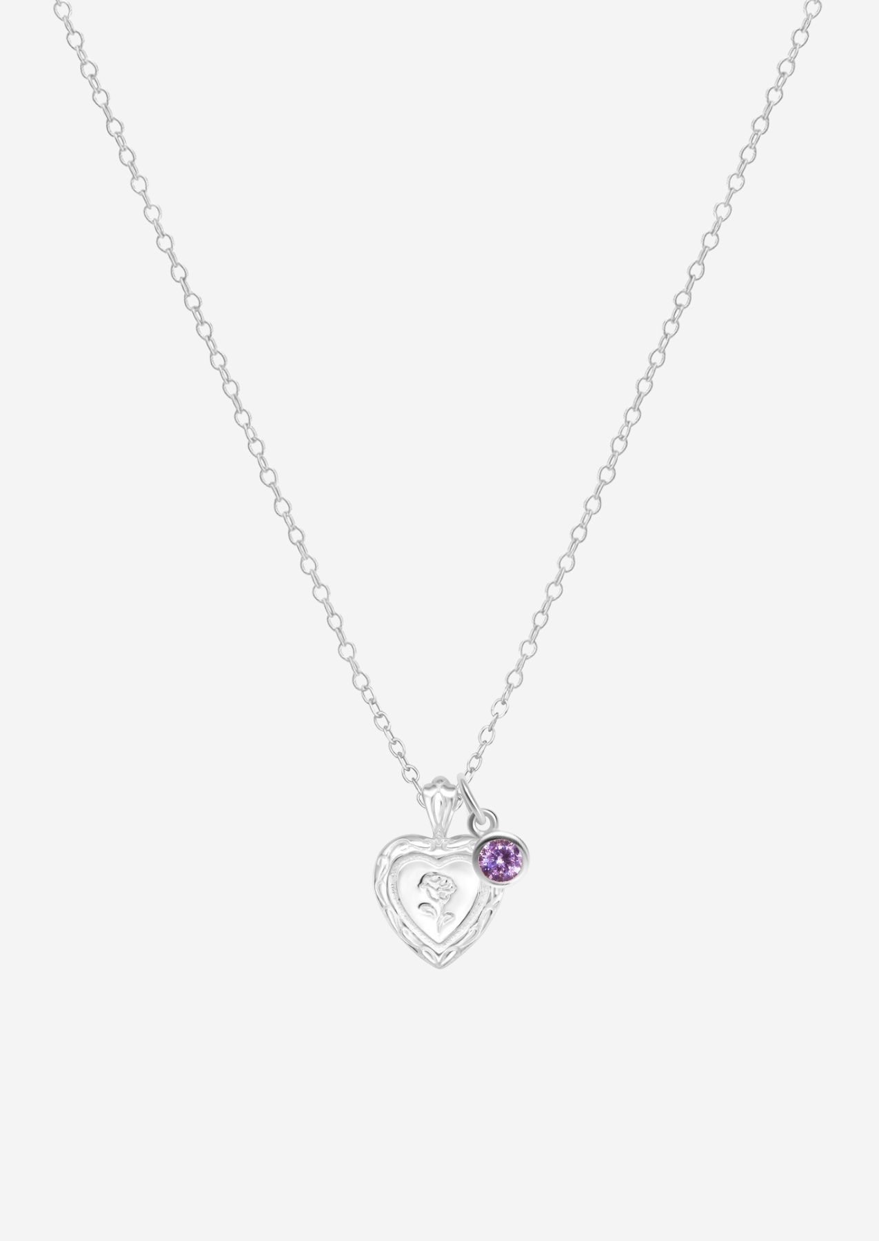 The Secret Heart Sterling Silver Pendant Necklace with Birthstone Charm - Molten Store