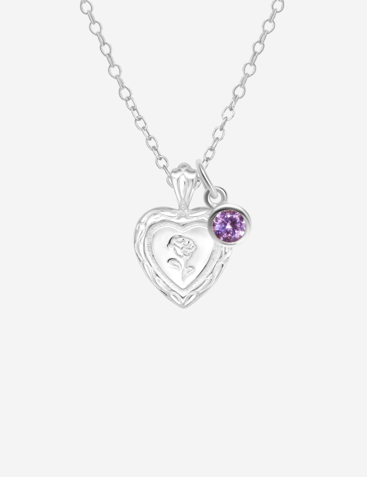 The Secret Heart Sterling Silver Pendant Necklace with Birthstone Charm - Molten Store