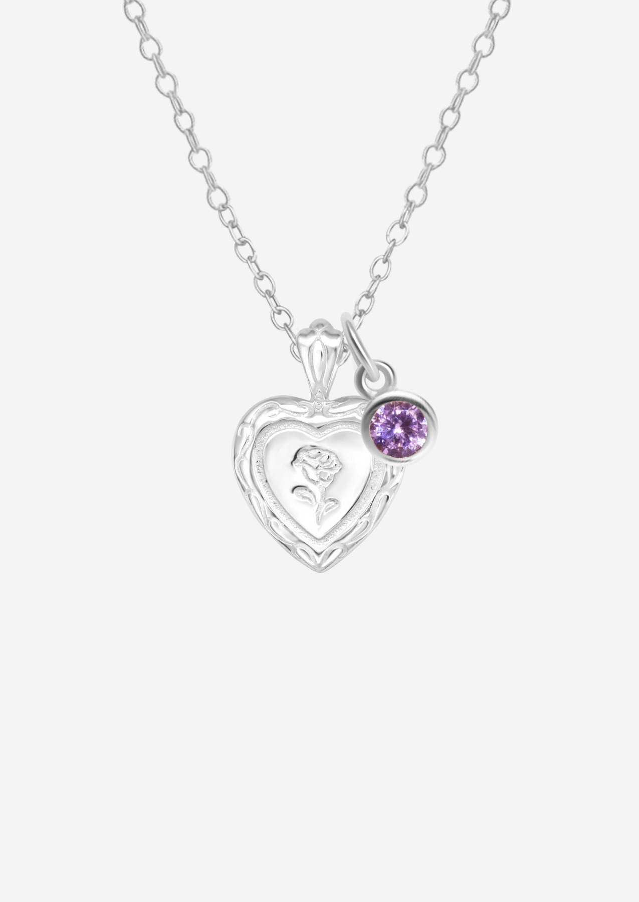 The Secret Heart Sterling Silver Pendant Necklace with Birthstone Charm - Molten Store