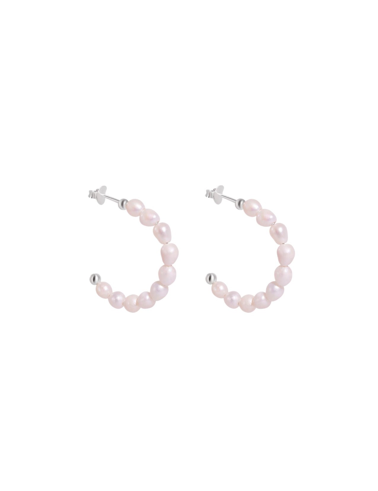 The Serenade Pearl Silver Hoop Earrings - Molten Store