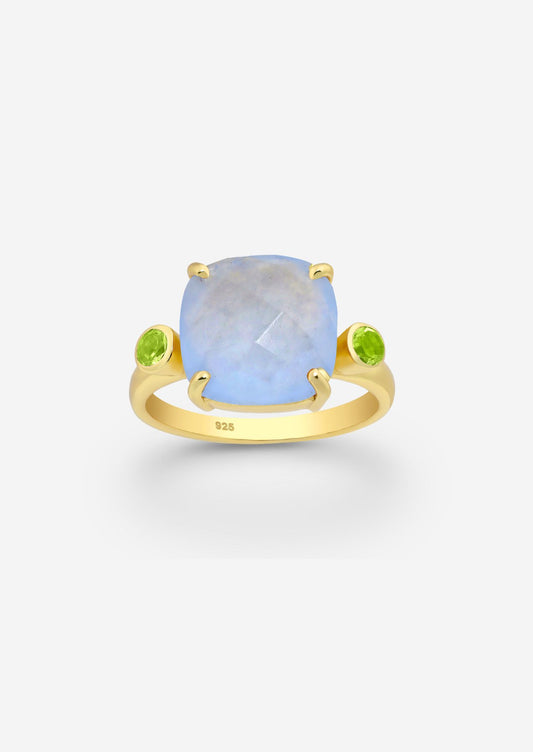 The Serenita Chalcedony & Peridot 18ct Gold Vermeil Ring - Molten Store