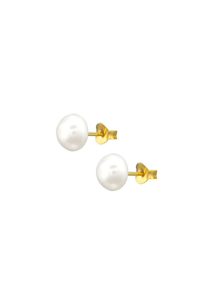 The Siren Pearl Gold Vermeil Stud Earrings (8mm) - Molten Store