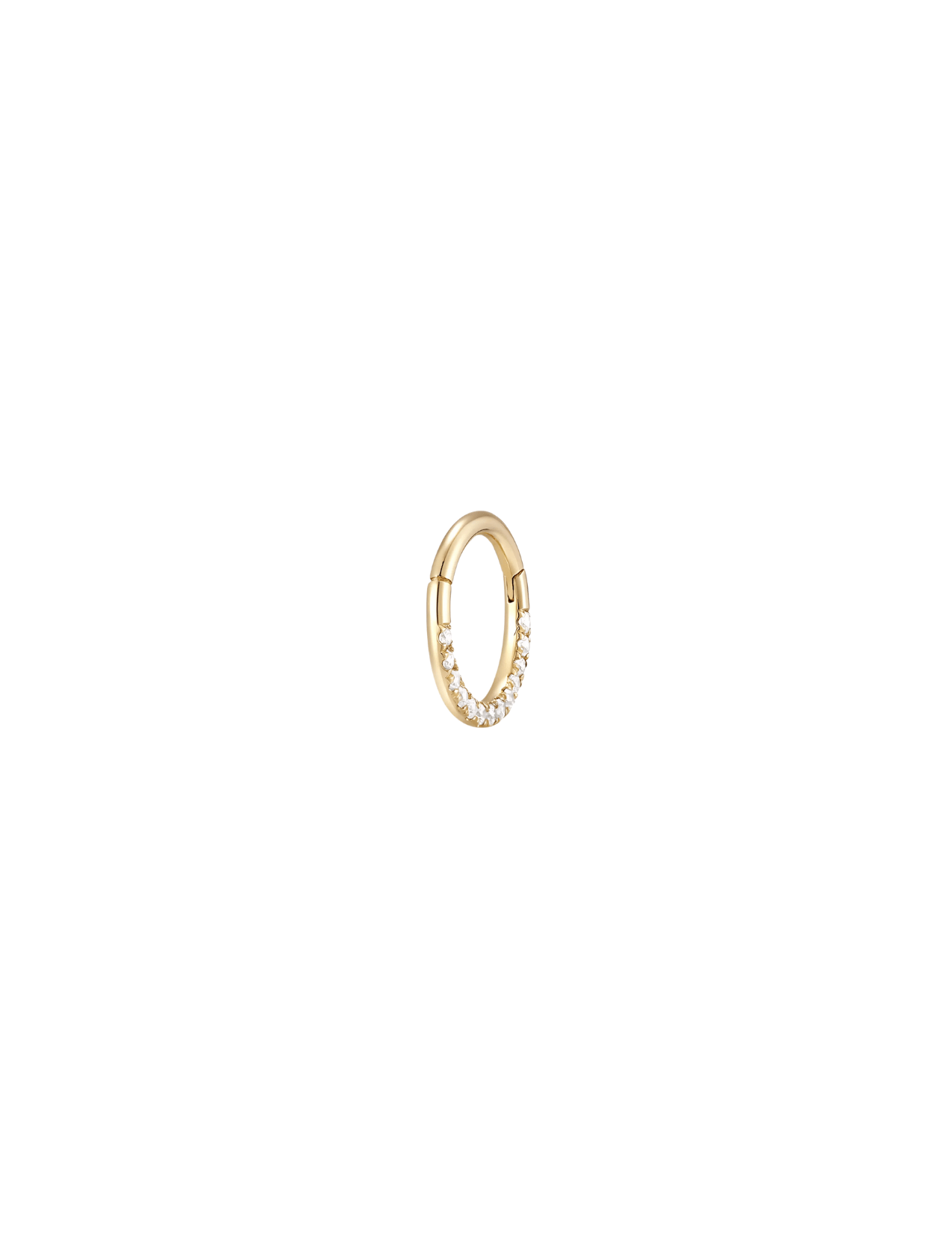 The Solis Side Diamond 14ct Solid Gold Huggie Earring (Single) - Molten Store