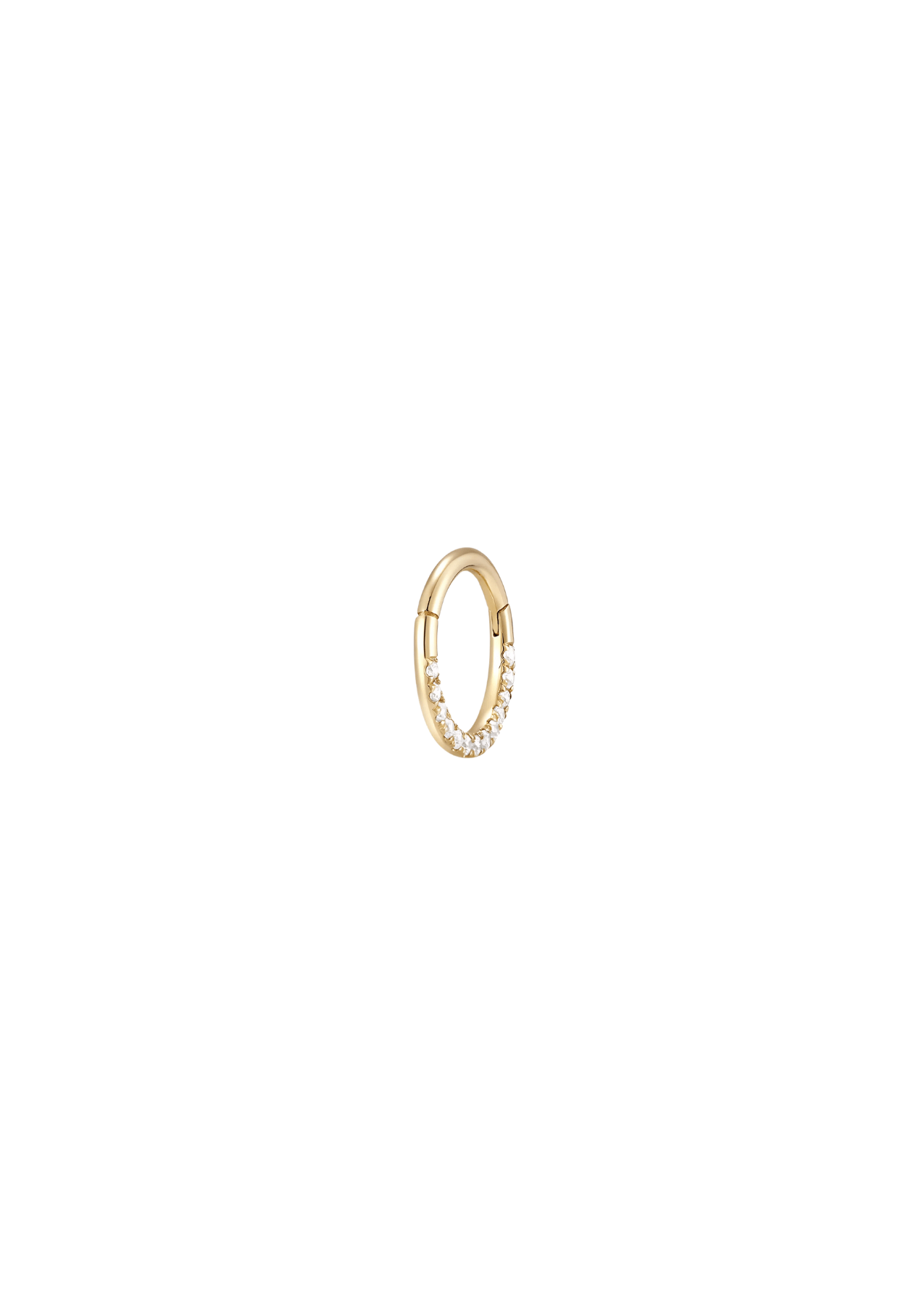 The Solis Side Diamond 14ct Solid Gold Huggie Earring (Single) - Molten Store