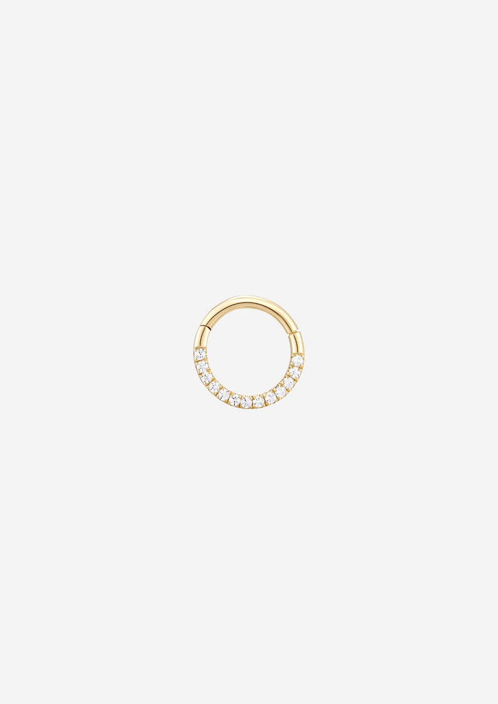 The Solis Side Diamond 14ct Solid Gold Huggie Earring (Single) - Molten Store