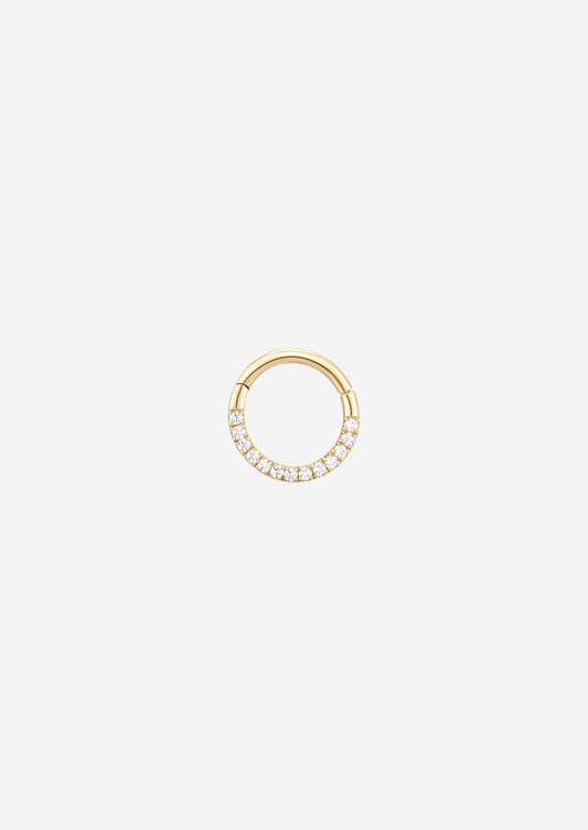 The Solis Side Diamond 14ct Solid Gold Huggie Earring (Single) - Molten Store