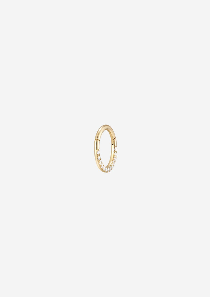 The Solis Side Diamond 14ct Solid Gold Huggie Earring (Single) - Molten Store