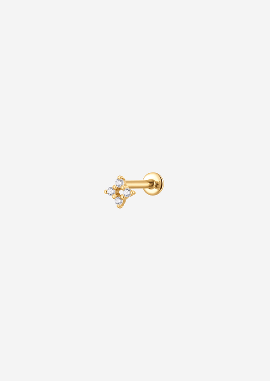 The Starling Diamond 14ct Solid Gold Labret Stud Earring (Single) - Molten Store