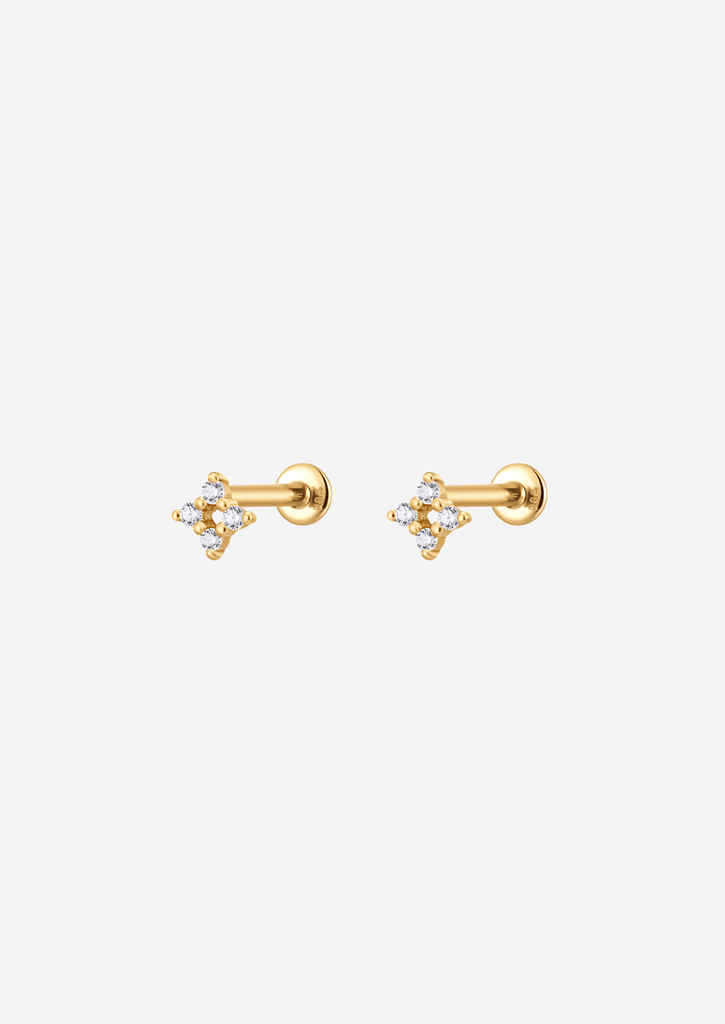 The Starling Diamond 14ct Solid Gold Labret Stud Earrings - Molten Store