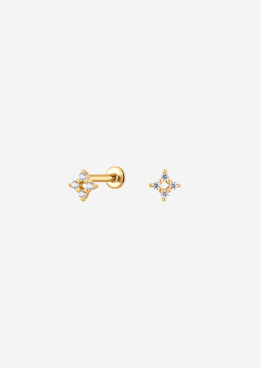 The Starling Diamond 14ct Solid Gold Labret Stud Earrings - Molten Store