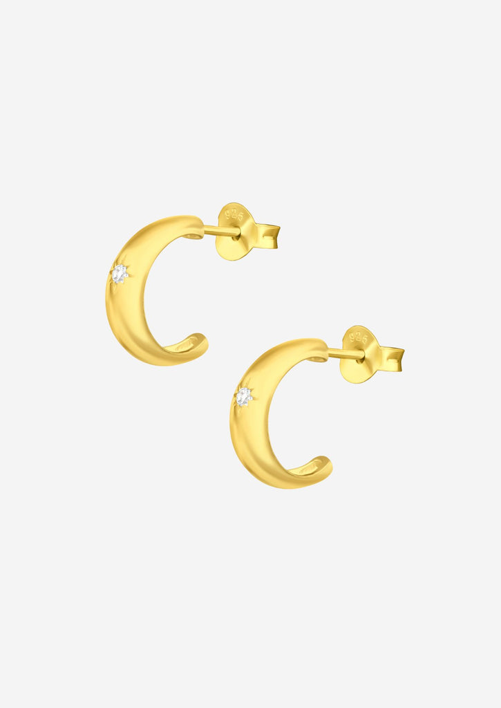 The Starshine 14ct Gold Vermeil Half Hoop Earrings - Molten Store