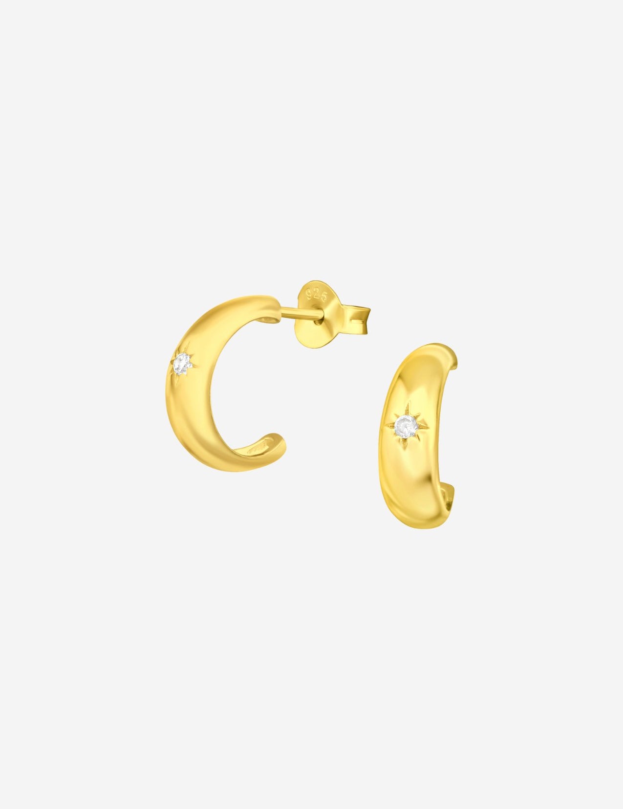 The Starshine 14ct Gold Vermeil Half Hoop Earrings - Molten Store