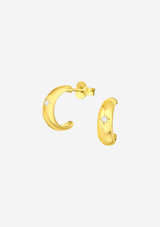 The Starshine 14ct Gold Vermeil Half Hoop Earrings - Molten Store