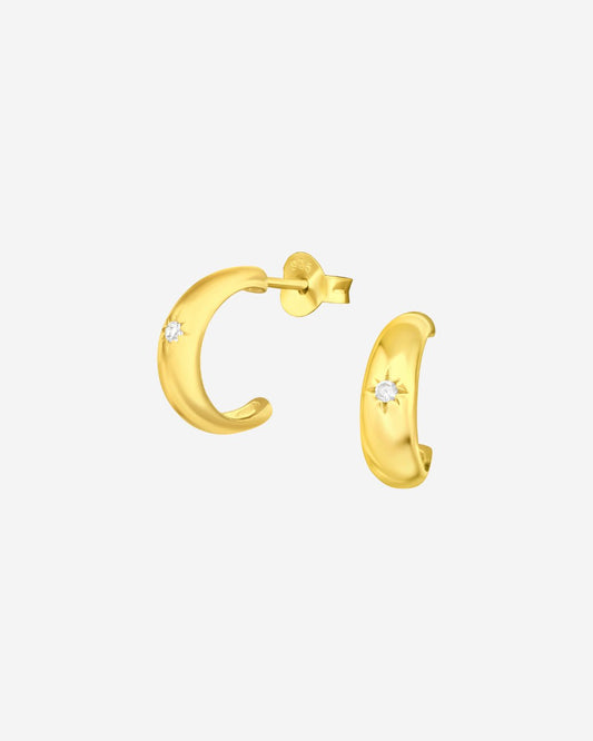 The Starshine 14ct Gold Vermeil Half Hoop Earrings - Molten Store