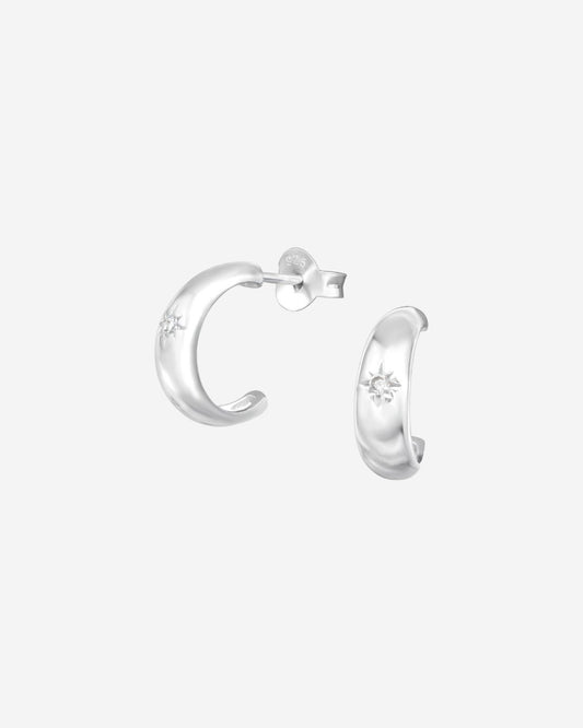 The Starshine Sterling Silver Half Hoop Earrings - Molten Store