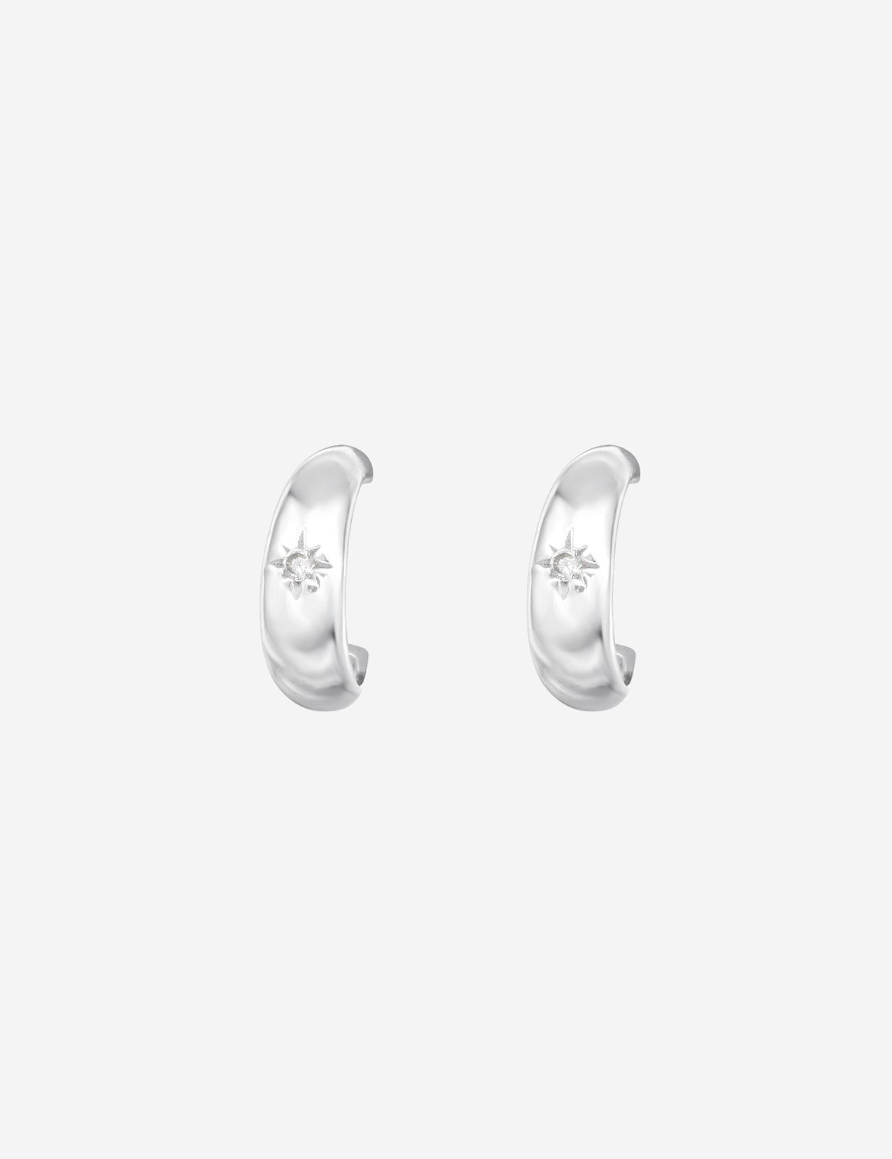 The Starshine Sterling Silver Half Hoop Earrings - Molten Store