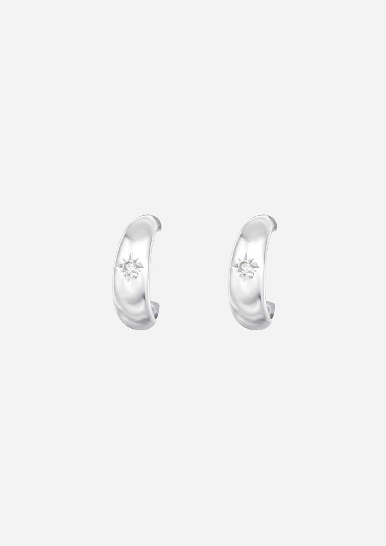 The Starshine Sterling Silver Half Hoop Earrings - Molten Store