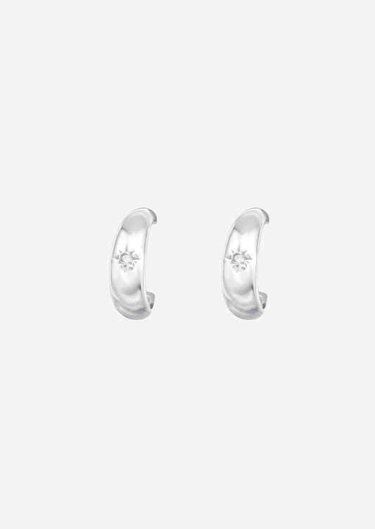 The Starshine Sterling Silver Half Hoop Earrings - Molten Store