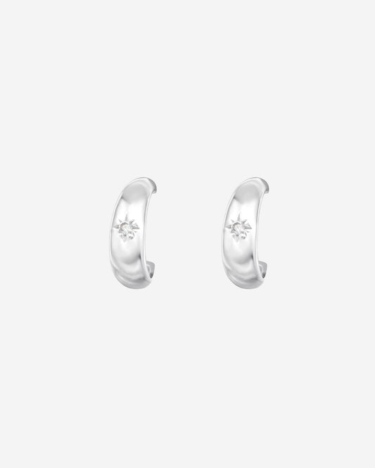 The Starshine Sterling Silver Half Hoop Earrings - Molten Store