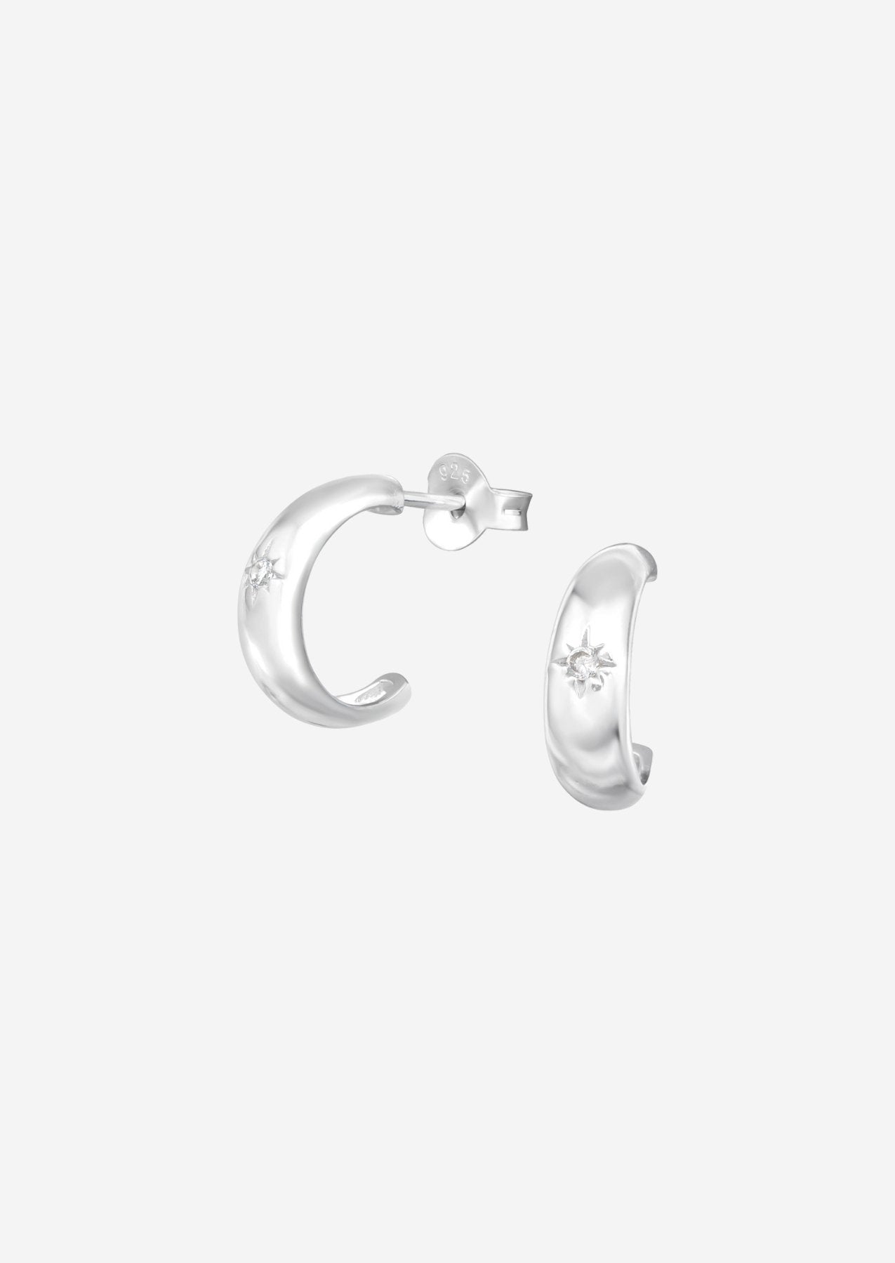 The Starshine Sterling Silver Half Hoop Earrings - Molten Store