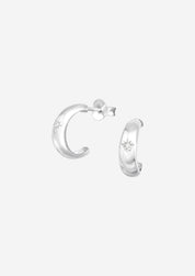 The Starshine Sterling Silver Half Hoop Earrings - Molten Store