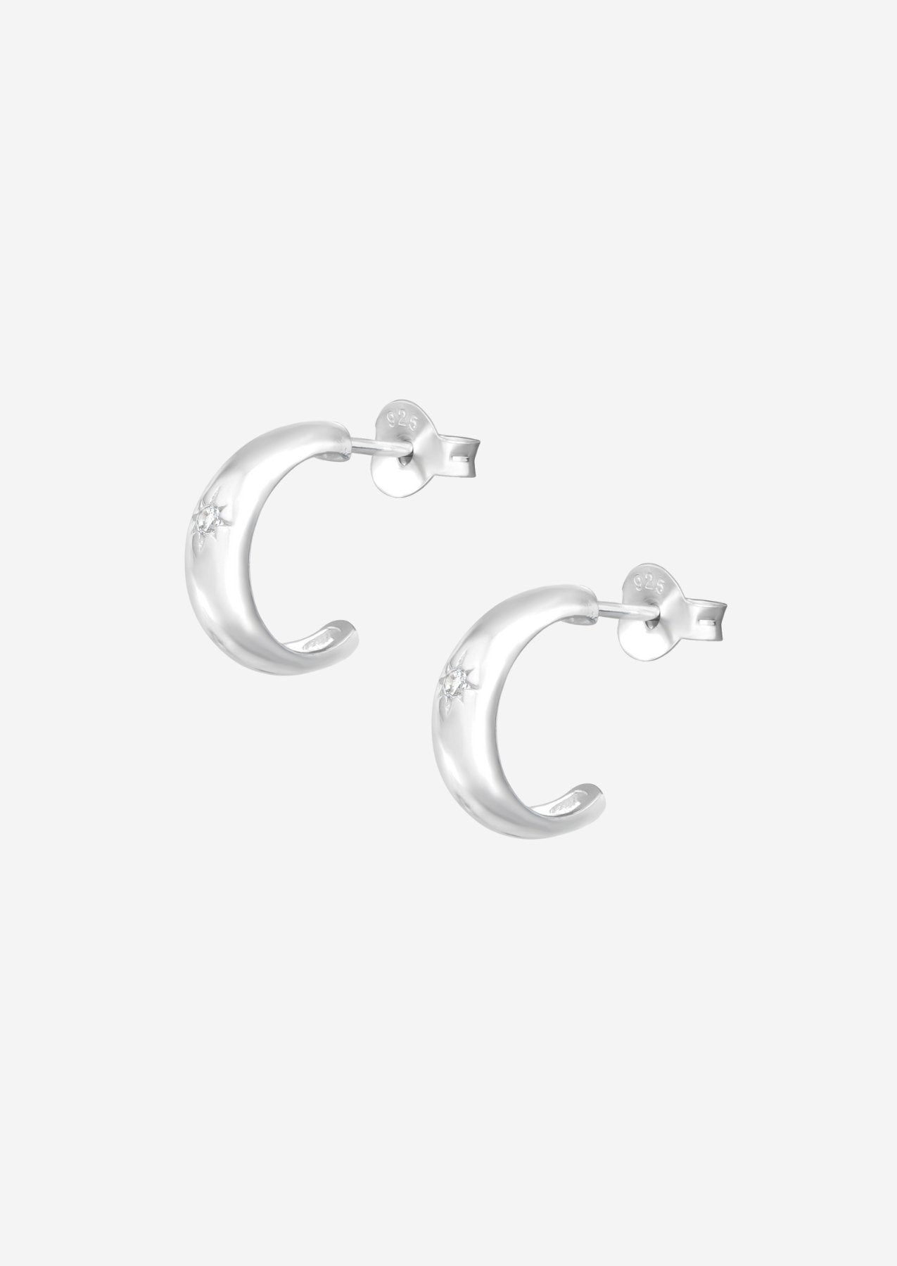 The Starshine Sterling Silver Half Hoop Earrings - Molten Store