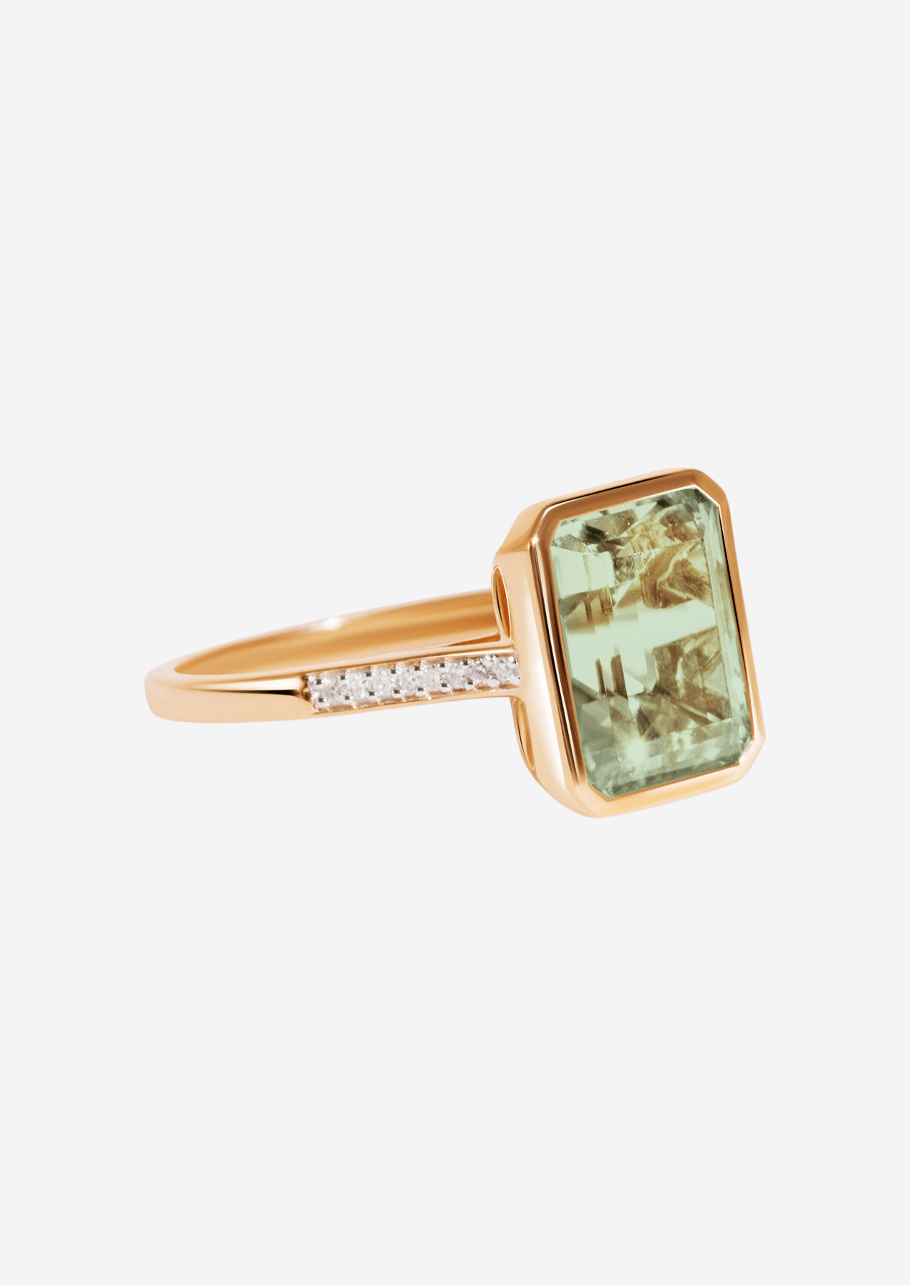 The Still Life Ring with 3.15ct Emerald Cut Green Amethyst - Molten Store